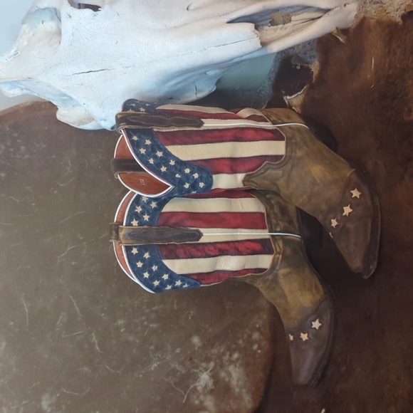 DAN POST DP3586 Liberty American Flag leather cowgirl western boots snip toe 9.5 - Picture 3 of 16